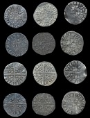 Edward I-II (1272-1327), Class 11b1/11a2 mule, dies Ep1, 1.34g/4h; class 11b1, dies Gg2, 1.45g/6h; class 11b2 (2),...