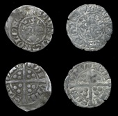 Edward I-II (1272-1327), Class 13 (2), dies Aa1, 1.24g/12h, dies Ee2, 1.25g/2h, both read vill scie dmv ndi (Eaglen...