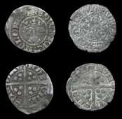 Edward I-II (1272-1327), Class 13 (2), dies Aa1, 1.24g/12h, dies Ee2, 1.25g/2h, both read vill scie dmv ndi (Eaglen...