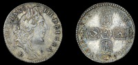 William III (1694-1702), Sixpence, 1697b, first bust, late harp, small crowns, die-axis 12h (ESC 1262; S 3532 var.)....