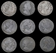 William III (1694-1702), Halfpence (9), 1695, 1696, 1697 no stop after tertivs, 1698 type 2, no stop after date,...