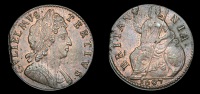 William III (1694-1702), Halfpenny, 1697 (BMC 647; S 3554). Flan slightly mis-shapen [from a bar-end], about...