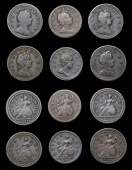 George I (1714-1727), Halfpence (6), 1717, 1718, 1721, 1722, 1723, 1724 (BMC 768, 774, 797, 800, 803, 806; S...