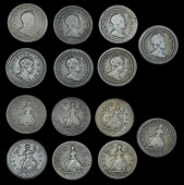 George I (1714-1727), Farthings (7), 1719 (3), large obv. letters, small obv. letters, legend continuous over head,...