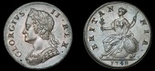 George II (1727-1760), Halfpenny, 1748 (BMC 878; S 3719). Some light ghosting, otherwise extremely fine, diffused...