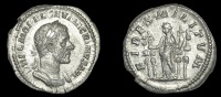 Roman Imperial Coinage, Macrinus, Denarius, Rome, 217, laureate and cuirassed bust right, rev. Fides standing left,...