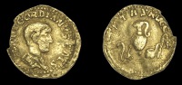 Roman Imperial Coinage, Gordian III (as Cæsar), imitation Aureus, 238, bare-headed and draped bust right, rev....