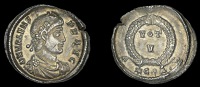 Roman Imperial Coinage, Valens, Siliqua, Constantinople, 364-7, rosette-diademed, draped and cuirassed bust right,...