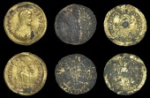 Roman Imperial Coinage, Arcadius, plated Solidus, 383-408, bust right, rev. Constantinopolis seated facing, head...