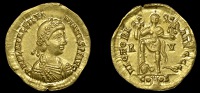 Roman Imperial Coinage, Valentinian III, Solidus, Ravenna, 426-30, rosette-diademed, draped and cuirassed bust...
