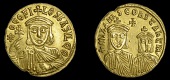 Byzantine Coinage, Theophilus, Michael II and Constantine, Solidus, Constantinople, 831-42, crowned facing bust of...