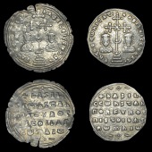 Byzantine Coinage, Basil II, Miliaresia (2), both Constantinople, 977-89, cross crosslet, X at centre and pellet...