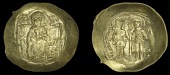 Byzantine Coinage, Isaac II, Hyperpyron, Constantinople, 1185-95, Virgin enthroned nimbate, wearing pallium and...