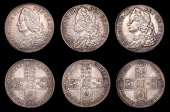 George II (1727-1760), Halfcrowns (3), 1745, 1746 (2), all lima (S 3695, 3695A) [3]. Good fine to good very fine or...