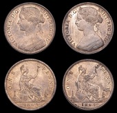 Victoria (1837-1901), Pennies (2), both 1865, dies Jg (Gouby A; Bamford 68; F 50; BMC 1667; S 3954) [2]. Extremely...