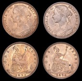 Victoria (1837-1901), Pennies (2), 1893 normal date, 1894, both dies Rr (F 136, 138; BMC 1748-9; S 3954) [2]. First...
