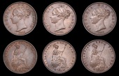 Victoria (1837-1901), Halfpence (3), 1855, 1856, 1857 rev. A (S 3949) [3]. About extremely fine and better, two with...