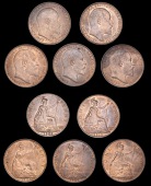 Edward VII (1901-1910), Pennies (5), 1903, 1905, 1907, 1909, 1910 (S 3990) [5]. About extremely fine and better, all...