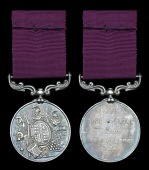 Army L.S. & G.C., V.R., 3rd issue, small letter reverse (1910 Colr. Sergt. Edwd. Adams 41st Foot.) suspension slack,...