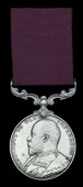 Army Long Service & Good Conduct, E.VII.R. (562 Serjt. Maj. C. W. Axon, Rl. Welsh Fus.), note surname spelling, good...
