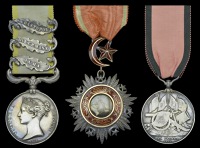 Three: Major H. W. Meredith, 41st Foot, who was severely wounded at Inkermann

Crimea 1854-56, 3 clasps, Alma,...