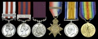 Family group:

Indian Mutiny 1857-59, 1 clasp, Lucknow (Driver Geo. Wheeler, F Tp. R.H. Arty.), rank officially...