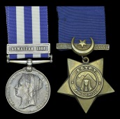 Pair: Sergeant Drummer W. Harrington, Welsh Regiment

Egypt and Sudan 1882-89, undated, 1 clasp, Gemaizah 1888...