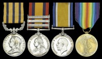 An unusual Africa and Great War campaign service group of four awarded to Major E. W. Broackes, Welsh Regiment, a...