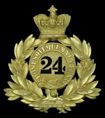 24th (2nd Warwickshire) Regiment an Officer’s Shako Plate 1869 - 1878, a very fine and rare example in gilt,...