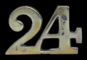 24th (2nd Warwickshire) Regiment Other Ranks Balmoral Cap Numerals c. 1840 - 1874, a good quality solid brass...