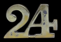 24th (2nd Warwickshire) Regiment Other Ranks Balmoral Cap Numerals c. 1840 - 1874, a good quality solid brass...
