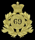 69th (South Lincolnshire) Regiment Officer’s Shako Plate 1869 - 1878, an extremely fine example in fire gilt,...