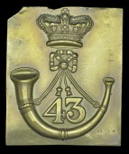 43rd (Monmouthshire Light Infantry) Regiment Other Ranks Cross Belt Plate c. 1831 - 1855, a good quality example in...
