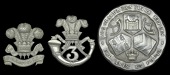 3rd Glamorganshire Rifles Insignia, comprising an officer’s very rare circular silver plated pouch belt plate...