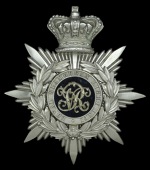 Royal Glamorgan Light Infantry Officer’s Helmet Plate 1878 - 1881, a fine and rare example in silver plate,...