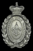 Monmouthshire Rifle Volunteers Officer’s Pouch Belt Plate, a fine quality two part example, crowned laurel sprays...