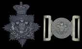 Carnarvonshire Rifle Volunteers Other Ranks Waist Belt Clasp & Shako Plate, the first of 1855 other ranks pattern in...