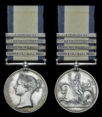 A fine 4-clasp Naval General Service medal awarded to Boatswain Robert Allen, Royal Navy, which includes the rare...