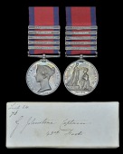 The Peninsula War medal awarded to Captain George Johnstone, 43rd Foot, who was wounded in the arm at the passage of...