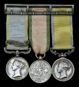 The group of three miniature dress medals initialled to Commander H. C. Onslow, Royal Navy

Crimea 1854-56, 1...
