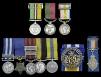 An unattributed group of five miniature dress medals
Egypt and Sudan 1882-89, undated reverse, 1 clasp, Suakin...