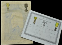 France, Third Republic, Medaille Militaire (3), 3rd type, uniface trophy of arms suspension, silver and gilt; Croix...