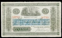 BRITISH BANKNOTES, Ulster Bank Ltd: Northern Ireland, Twenty Pounds, 1 January 1943, no. 10753, signature of J....