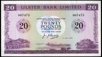 BRITISH BANKNOTES, Ulster Bank Ltd: Northern Ireland, Twenty Pounds, 1 July 1970, no. 007475, signature of J. Leitch...