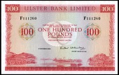 BRITISH BANKNOTES, Ulster Bank Ltd: Northern Ireland, One Hundred Pounds, 1 October 1982, F 111260, signature of V....