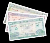 BRITISH BANKNOTES, Ulster Bank Ltd: Northern Ireland, Ten Pounds, 1 January 1997, A 8052911, Twenty Pounds, 1...