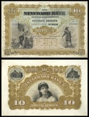 WORLD BANKNOTES, South Africa, The Standard Bank of South Africa Ltd, Ten Pounds, 1 January 1919, Durban, no....