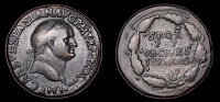 Roman Imperial Coinage, Vespasian, Sestertius, Lugdunum, 71, laureate bust right, globe at point, imp caes vespasian...