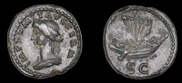 Roman Imperial Coinage, Domitian, Quadrans, Rome, 84-5, bust of Ceres (or Domitia) left, imp domit avg germ, rev....