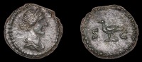 Roman Imperial Coinage, Time of the Antonines, Anonymous Quadrans or Tessera, c. 80-160, draped and diademed bust of...